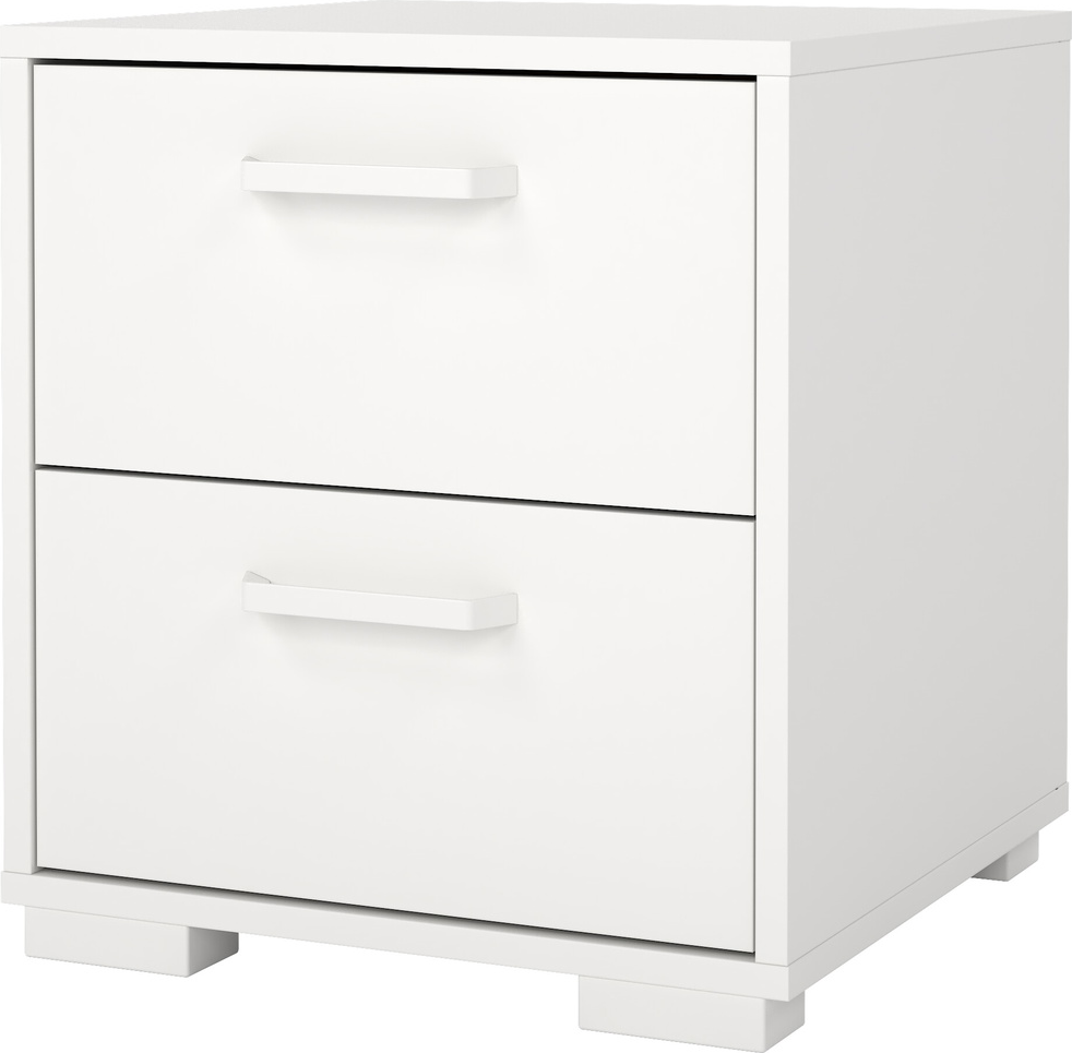 Sengebord Vesterholm Sofia - hvidt natbord med 2 skuffer, kompakt 44Ã40Ã40 cm, dansk produceret, FSCcertificeret